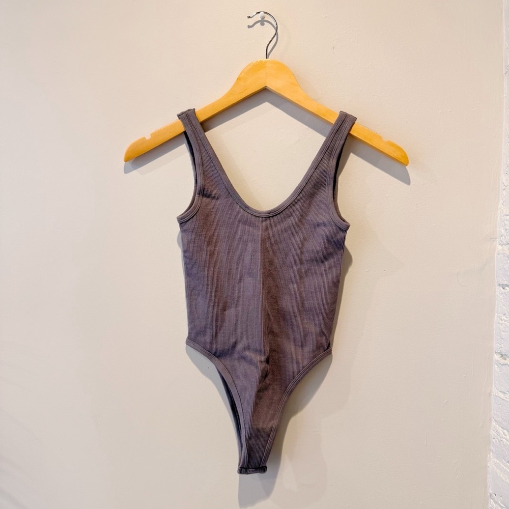 By Together Dark Gray Ribbed Bodysuit